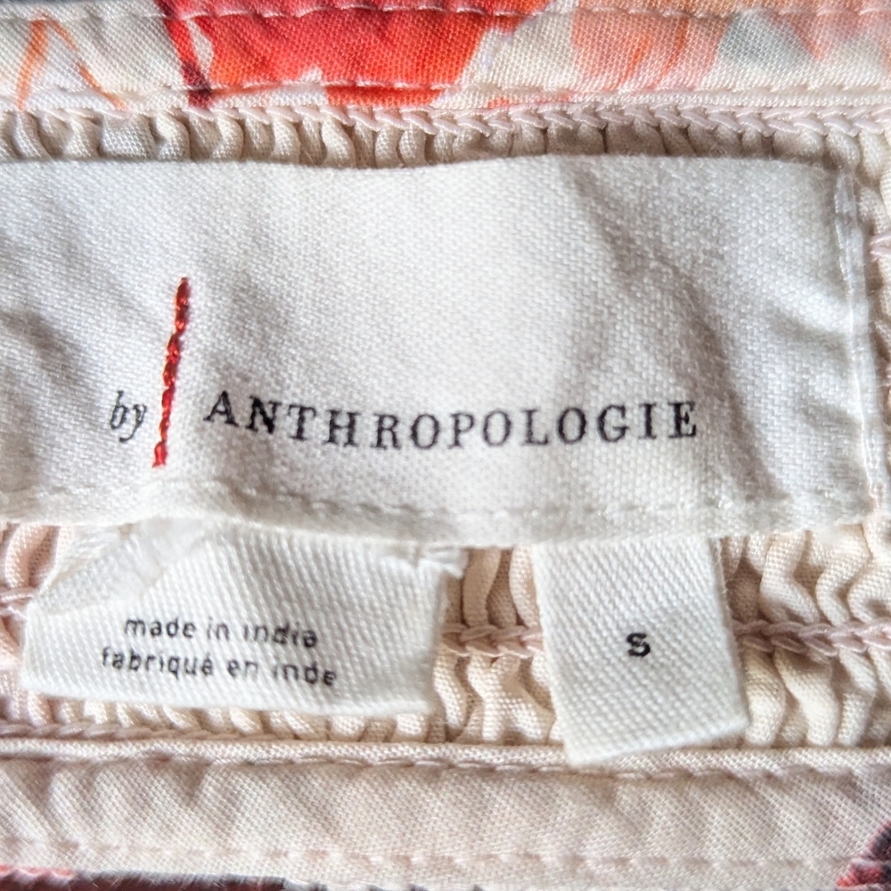 Anthropologie Floral Smocked Blouse with Back Cutouts and Balloon Sleeves Size S - Picture 2 of 7